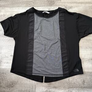 The North Face FlashDry T-Shirt Womens Medium Black Mesh Split Back Short Sleeve